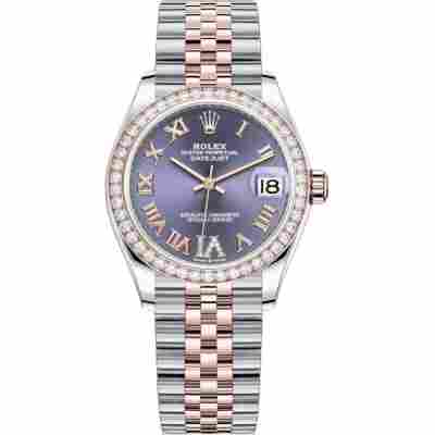 ROLEX DATEJUST 31 ROSE GOLD&STEEL PURPLE DIAL JUBILEE DIAMOND REF: 278381RBR