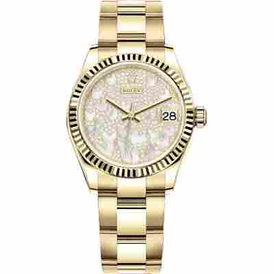ROLEX DATEJUST 31 YELLOW GOLD&STEEL PAVE DIAL OYSTER REF: 278278