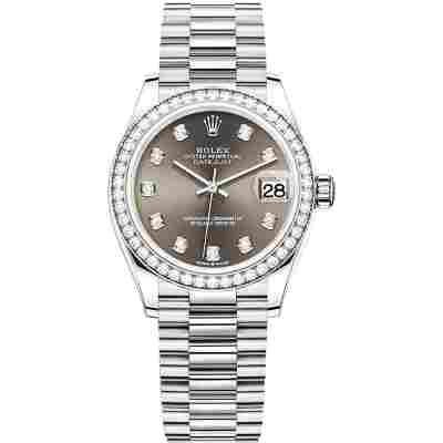 ROLEX DATEJUST 31 WHITE GOLD&STEEL GREY DIAL PRESIDENT REF: 278289RBR 
