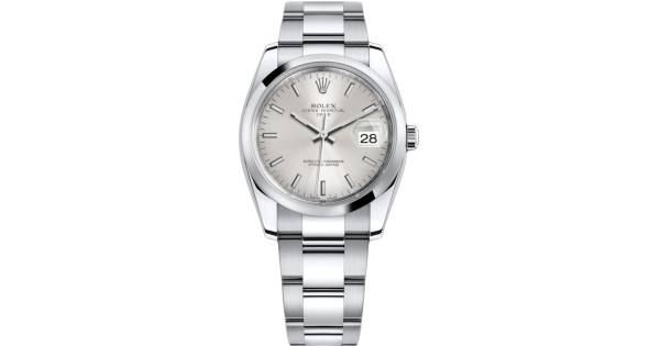 ROLEX OYSTER PERPETUAL DATE 34MM SILVER DIAL STEEL AUTOMATIC REF: 115200
