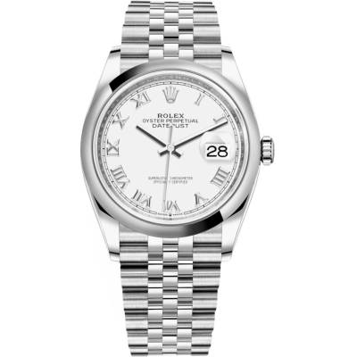 ROLEX DATEJUST 36 WHITE DIAL SMOOTH BEZEL JUBILEE STEEL AUTOMATIC REF: 116233