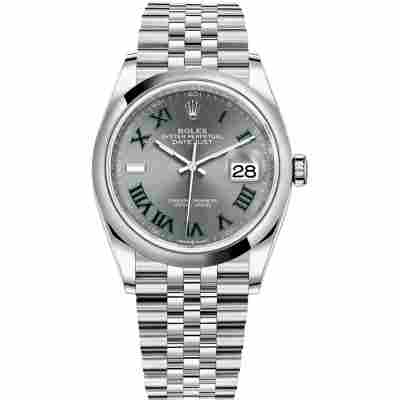 ROLEX DATEJUST 36 WIMBLEDON DIAL SMOOTH BEZEL JUBILEE STEEL AUTOMATIC REF: 126200