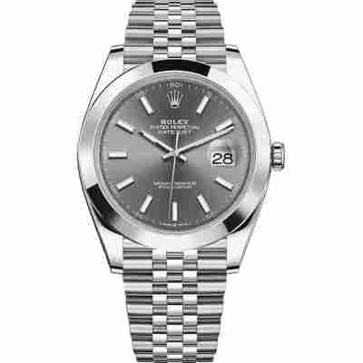 ROLEX DATEJUST 41 WHITE GOLD GREY DIAL ROMAN NUMERALS STEEL REF: 126300