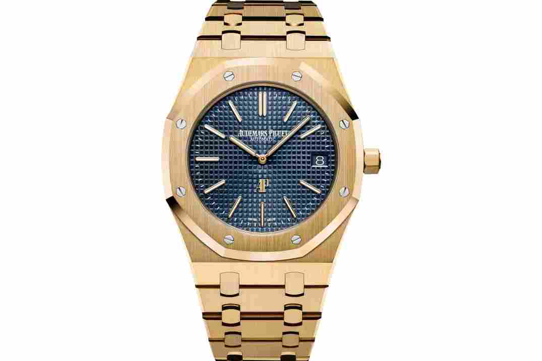 AUDEMARS PIGUET ROYAL OAK 37MM YELLOW GOLD BLUE DIAL REF: 15450BA.OO.1256BA.02