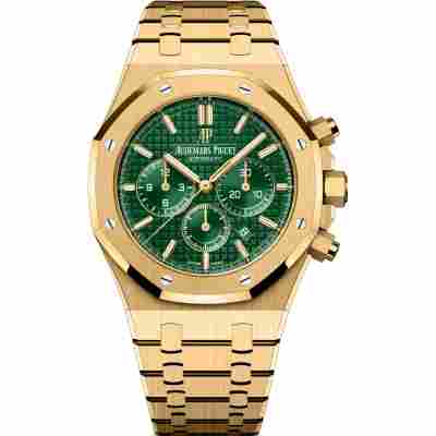 AUDEMARS PIGUET ROYAL OAK 41MM CHRONOGRAPH YELLOW GOLD GREEN DIAL REF: 26331BA.OO.1220BA.02