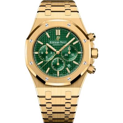 AUDEMARS PIGUET ROYAL OAK 41MM CHRONOGRAPH YELLOW GOLD GREEN DIAL REF: 26331BA.OO.1220BA.02