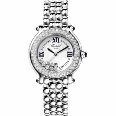 CHOPARD HAPPY SPORT 32MM DIAMOND BEZEL STEEL QUARTZ REF: 27/8291-2005