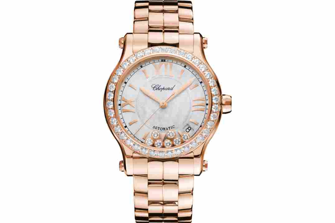 CHOPARD HAPPY SPORT 36MM DIAMOND BEZEL ROSE GOLD AUTOMATIC REF: 274808-5007