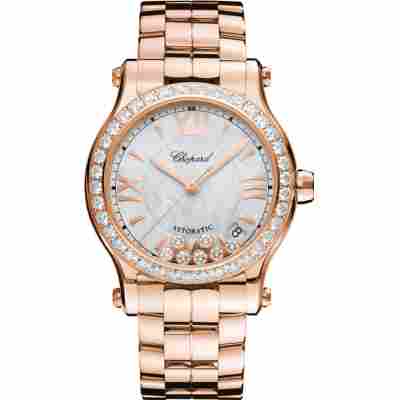 CHOPARD HAPPY SPORT 36MM DIAMOND BEZEL ROSE GOLD AUTOMATIC REF: 274808-5007