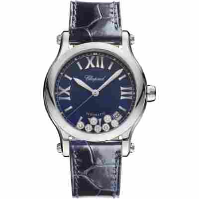 CHOPARD HAPPY SPORT 36MM BLUE DIAMOND DIAL STEEL AUTOMATIC REF: 278559-3008