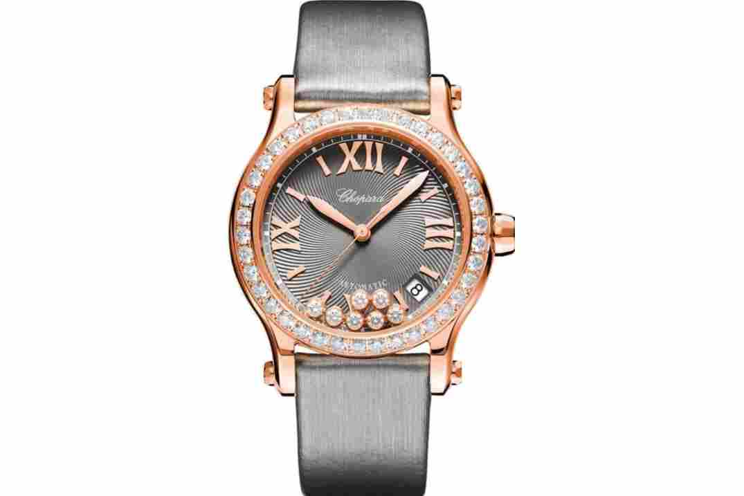 CHOPARD HAPPY SPORT 36MM GREY DIAMOND DIAL ROSE GOLD AUTOMATIC REF: 274808-5014