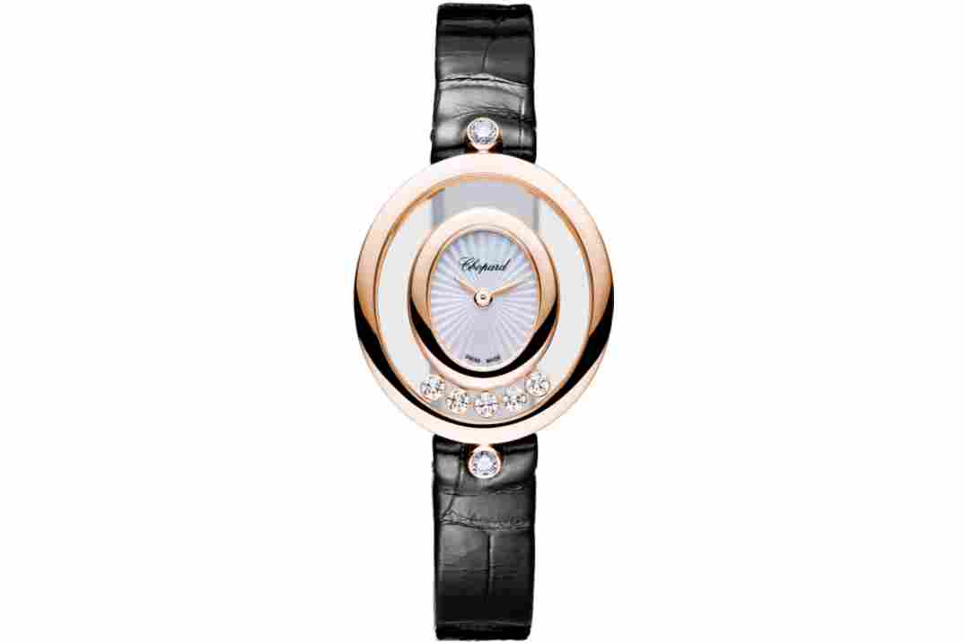 CHOPARD HAPPY DIAMONDS 28.8MM SILVER DIAL ROSE GOLD QUARTZ REF: 204305-5301