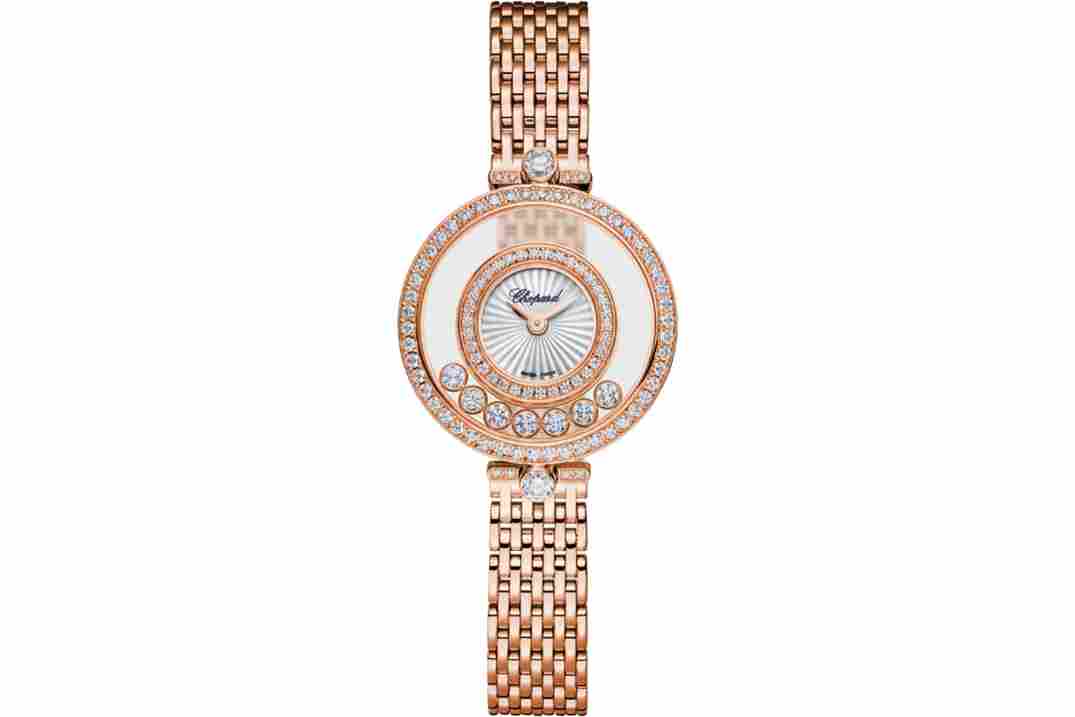 CHOPARD HAPPY DIAMONDS 25.8MM GUILLOCHE DIAL ROSE GOLD QUARTZ REF: 209408-5001