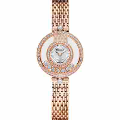 CHOPARD HAPPY DIAMONDS 25.8MM GUILLOCHE DIAL ROSE GOLD QUARTZ REF: 209408-5001