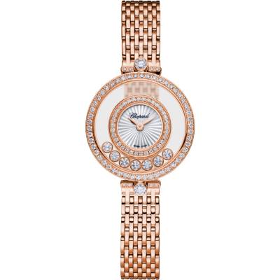 CHOPARD HAPPY DIAMONDS 25.8MM GUILLOCHE DIAL ROSE GOLD QUARTZ REF: 209408-5001
