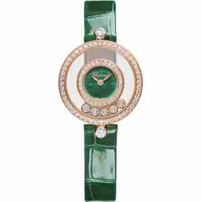 CHOPARD HAPPY DIAMONDS ICONS 26MM GREEN DIAL ROSE GOLD QUARTZ REF: 203957-5209