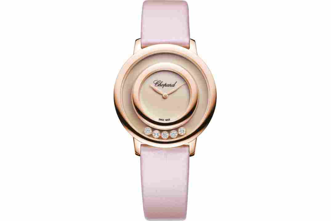 CHOPARD HAPPY DIAMONDS 38MM ROSE STONE DIAL ROSE GOLD QUARTZ REF: 209429-5106