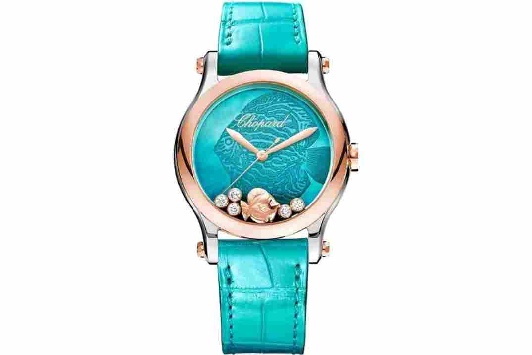 CHOPARD HAPPY DIAMONDS 36MM TOURQOISE DIAL ROSE GOLD AUTOMATIC REF: 278578-6001