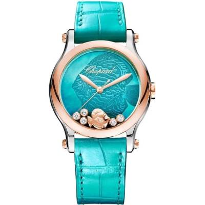 CHOPARD HAPPY DIAMONDS 36MM TOURQOISE DIAL ROSE GOLD AUTOMATIC REF: 278578-6001