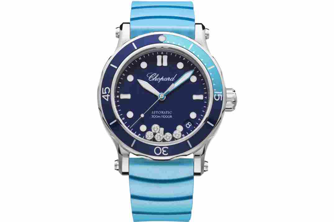 CHOPARD HAPPY DIAMONDS 40MM BLUE DIAL STEEL&RUBBER AUTOMATIC REF: 278587-3001