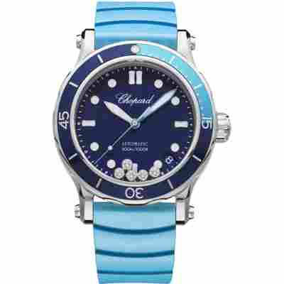 CHOPARD HAPPY DIAMONDS 40MM BLUE DIAL STEEL&RUBBER AUTOMATIC REF: 278587-3001