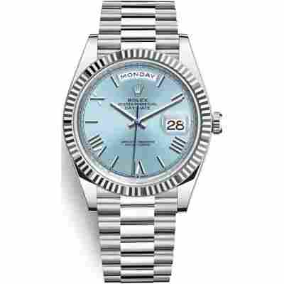ROLEX DAY-DATE 40 ICE BLUE DIAL PLATINUM PRESIDENT AUTOMATIC REF: 228236