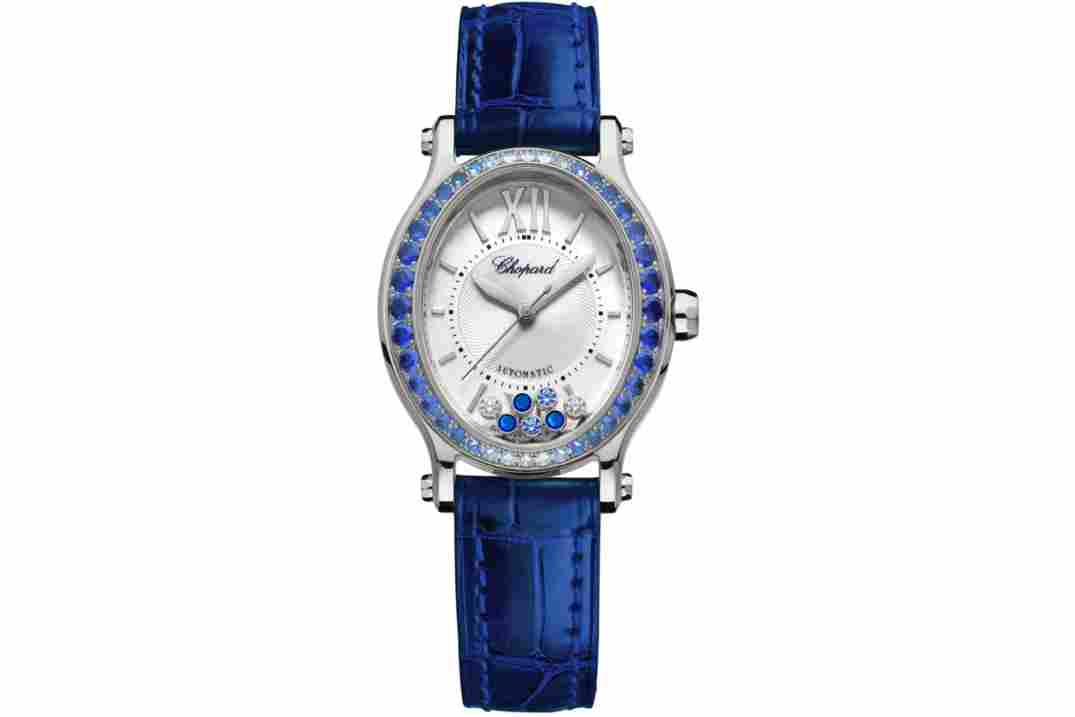 CHOPARD HAPPY HOUR 29MM WHITE GOLD DIAMONDS&SAPPHIRE BEZEL REF: 	275362-1003