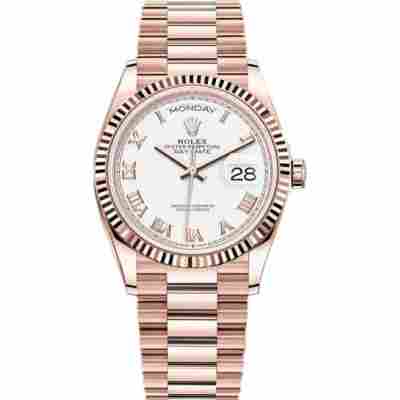 ROLEX DAY-DATE 36 ROSE GOLD WHITE ROMAN DIAL PRESIDENT REF: 128235