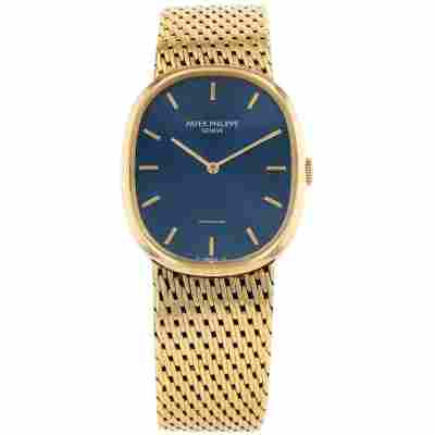 PATEK PHILIPPE GOLDEN ELLIPSE 31MM YELLOW GOLD BLUE DIAL AUTOMATIC REF: 3938/1