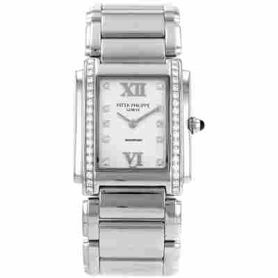 PATEK PHILIPPE TWENTY-4 25.1MM x 30 MM WHITE GOLD DIAMONDS QUARTZ REF:4910/49G-001