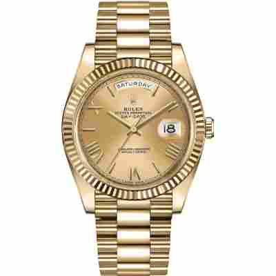 ROLEX DAY-DATE 40 YELLOW GOLD CHAMPAGNE DIAL PRESIDENT REF: 228238