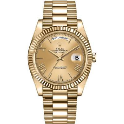 ROLEX DAY-DATE 40 YELLOW GOLD CHAMPAGNE DIAL PRESIDENT REF: 228238