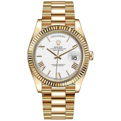 ROLEX DAY-DATE 40 YELLOW GOLD WHITE ROMAN DIAL PRESIDENT REF: 228238