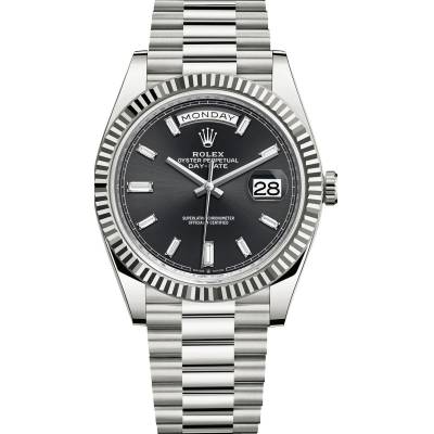 ROLEX DAY-DATE 40 WHITE GOLD BLACK BAGUETTE DIAL PRESIDENT REF: 228239