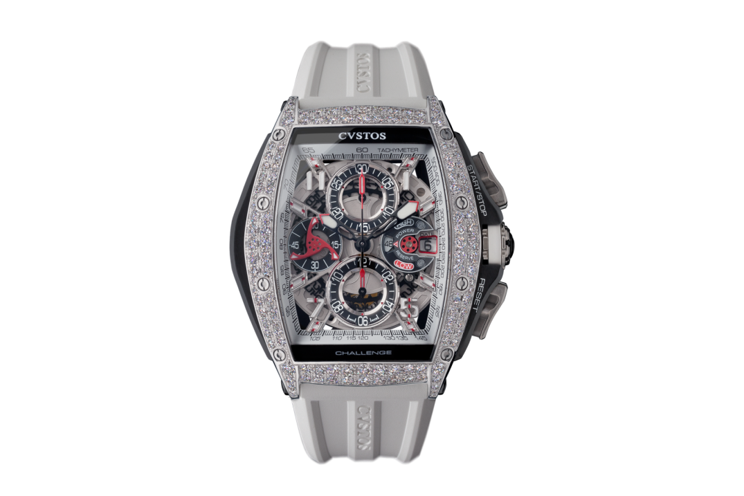 CVSTOS CHRONO STEEL 41MM 2 ROW DIAMONDS WHITE REF:  B00107.4102007