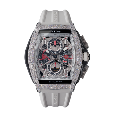 CVSTOS CHRONO STEEL 41MM 2 ROW DIAMONDS WHITE REF:  B00107.4102007