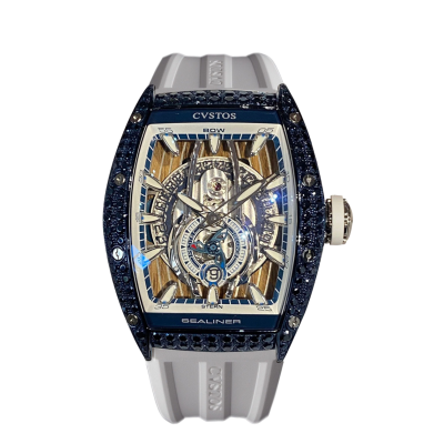 CVSTOS SEALINER PS NAVY BLUE STEEL 2 ROW BLUE SAPPHIRES 41MM REF: C00103.4106004