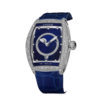 CVSTOS RE-BELLE MOON STEEL / DIAMOND SNOW SETTING BLUE AVENTURINE 36MM REF: D00109.3603001