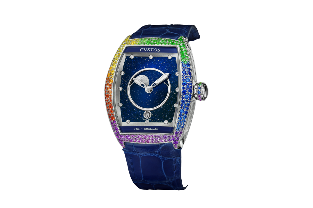 CVSTOS RE-BELLE MOON STEEL /RAINBOW SNOW SETTING BLUE AVENTURINE 36MM REF: D00109.3603002