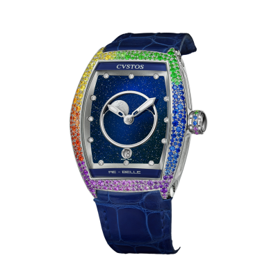 CVSTOS RE-BELLE MOON STEEL /RAINBOW SNOW SETTING BLUE AVENTURINE 36MM REF: D00109.3603002