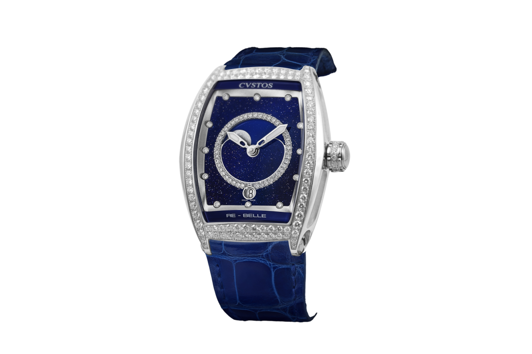 CVSTOS RE-BELLE MOON STEEL / DIAMOND 1 ROW BLUE AVENTURINE 36MM REF: D00109.3603003