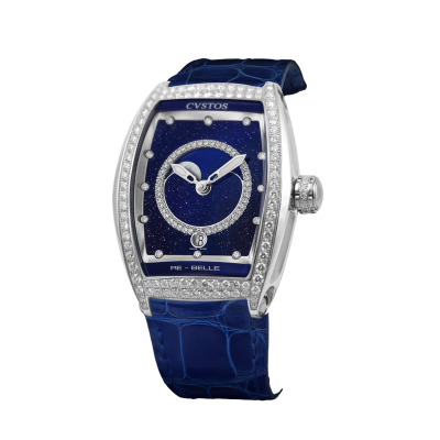 CVSTOS RE-BELLE MOON STEEL / DIAMOND 1 ROW BLUE AVENTURINE 36MM REF: D00109.3603003