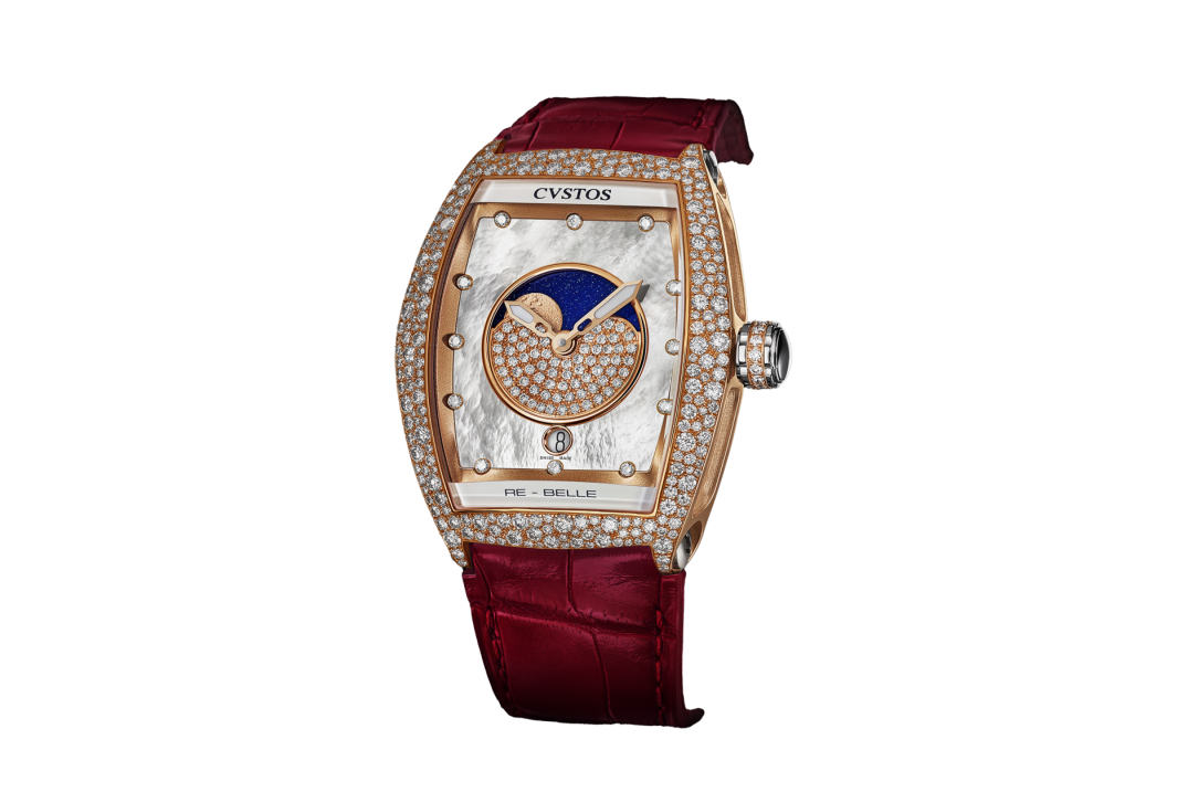 CVSTOS RE-BELLE MOON 5N RED GOLD / DIAMOND SNOW SETTING WHITE MOP 36MM REF: D00109.3620001