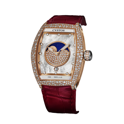 CVSTOS RE-BELLE MOON 5N RED GOLD / DIAMOND SNOW SETTING WHITE MOP 36MM REF: D00109.3620001