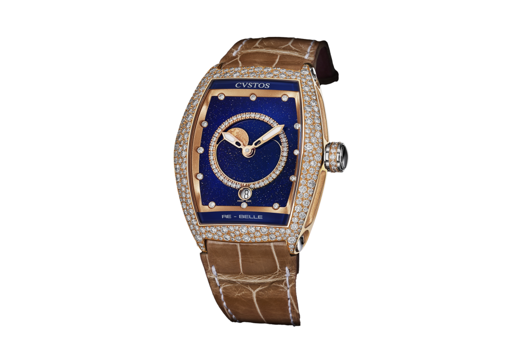 CVSTOS RE-BELLE MOON 5N RED GOLD / DIAMOND SNOW SETTING BLUE AVENTURINE 36MM REF: D00109.3623001