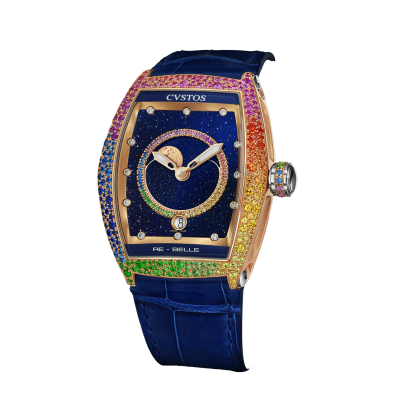 CVSTOS RE-BELLE MOON 5N RED GOLD / RAINBOW SNOW SETTING BLUE AVENTURINE 36MM REF: D00109.3623002