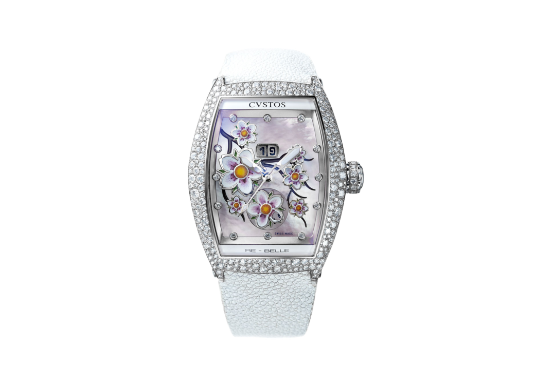 CVSTOS RE-BELLE SAKURA STEEL / DIAMOND SNOW SETTING WHITE MOP 36MM REF: D00108.3600002
