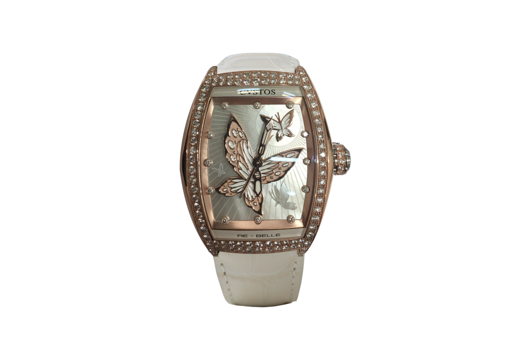 CVSTOS RE-BELLE 36MM PAPILLON 5N RED GOLD BUTTERFLY WHITE MOP REF: D00101.3628003