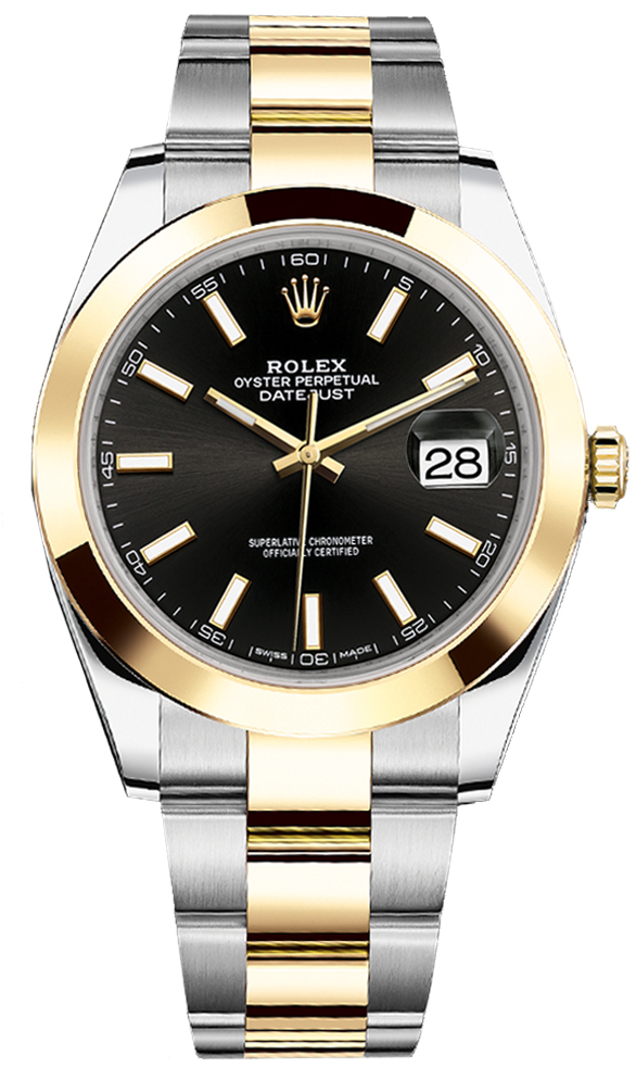 ROLEX DATEJUST 41MM TWO-TONE GOLD&STEEL BLACK DIAL REF: 126303