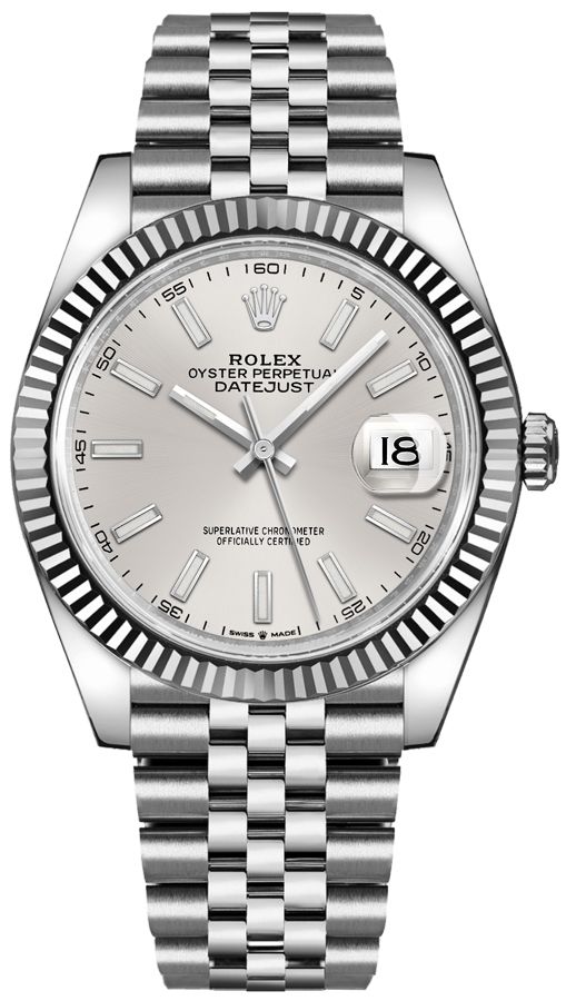 ROLEX DATEJUST 41MM STAINLESS STEEL JUBILEE SILVER INDEX DIAL REF: 126334